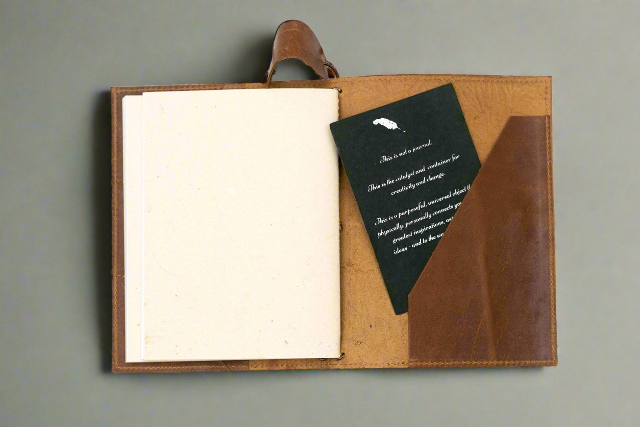 Soothi A5 Refillable Leather Traveler's Journal - Classic Design with Pockets, Pen Slot & Tree-Free Paper Soothi