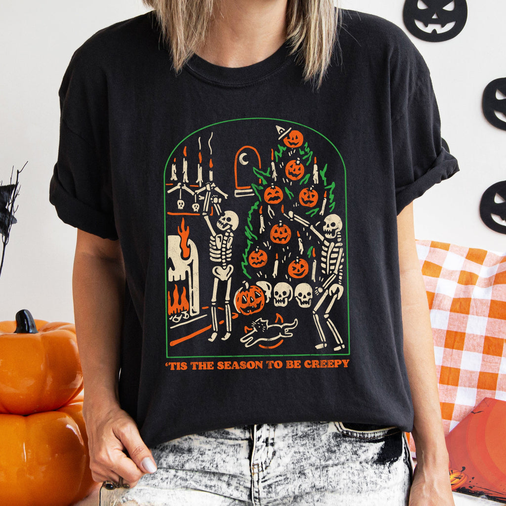 Tis The Season To Be Creepy Retro Halloween Haunted House Edition Comfort Colors Tee Refinery No. 1