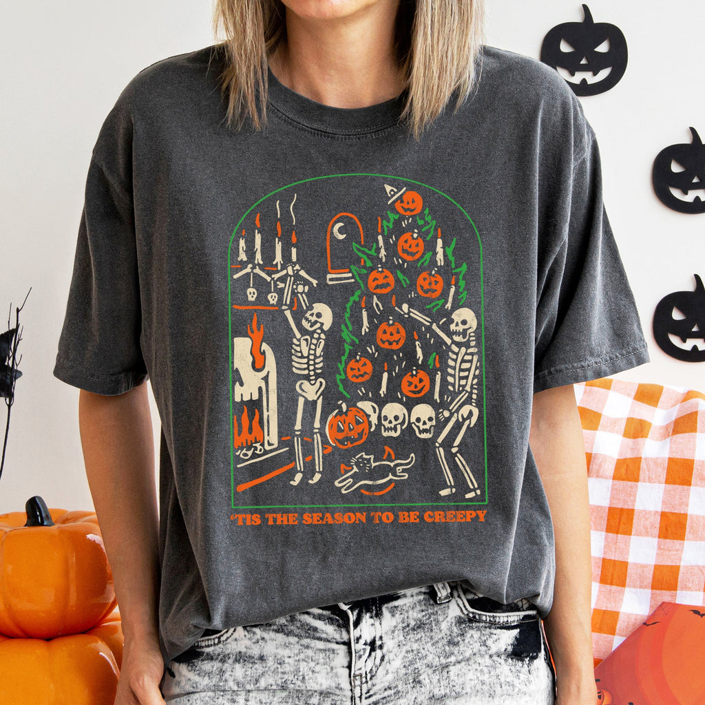 Tis The Season To Be Creepy Retro Halloween Haunted House Edition Comfort Colors Tee Refinery No. 1