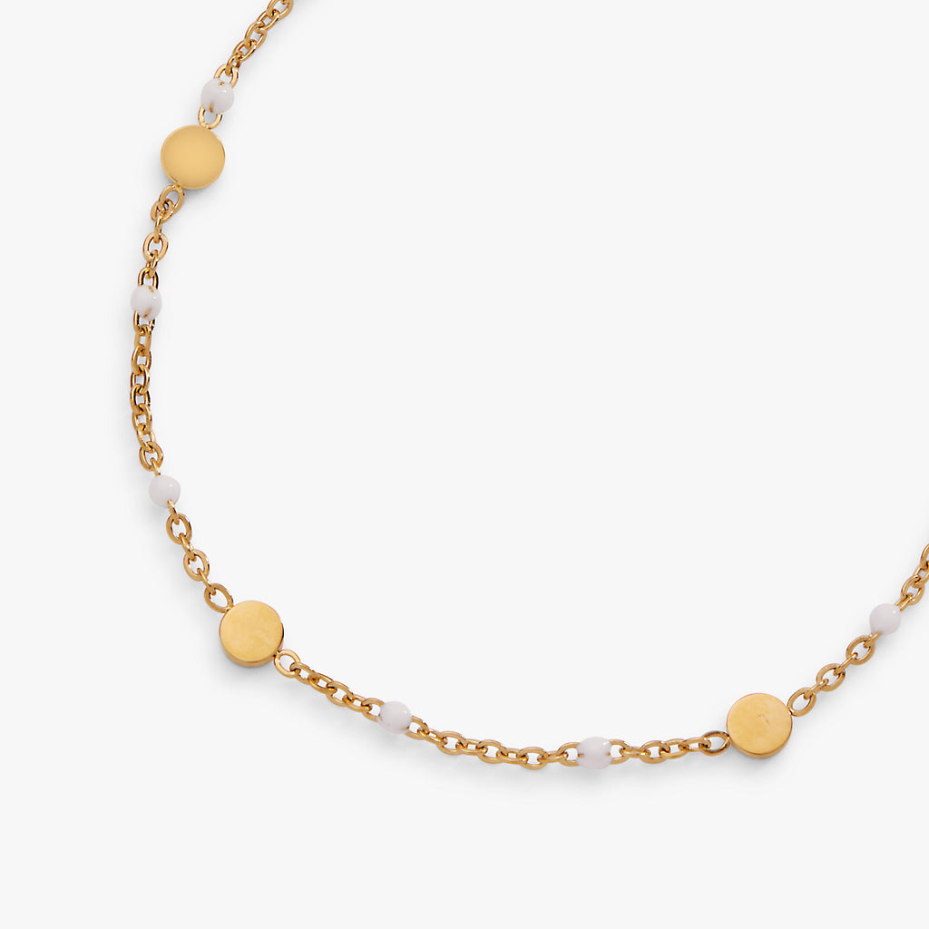 White Enameled Chain Coin Station Anklet ALEX AND ANI